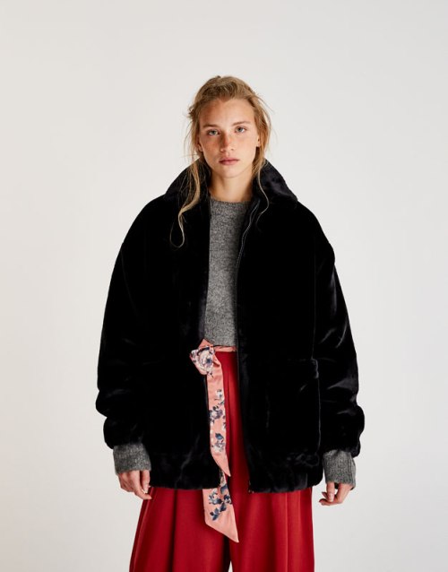 Blouson zippé fausse fourrure pull and bear