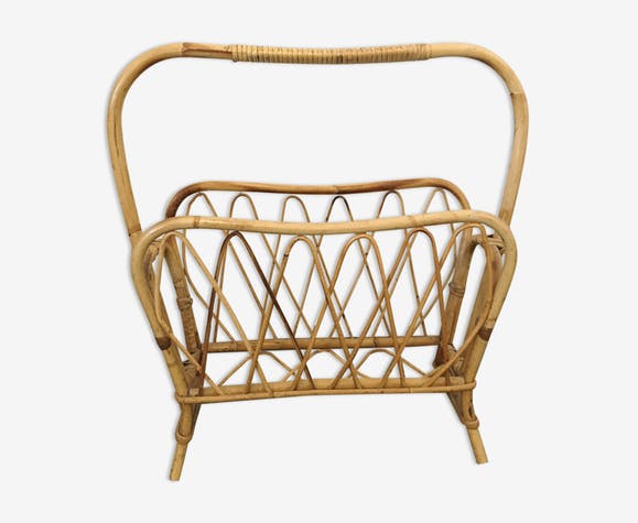 porte revue vintage rotin