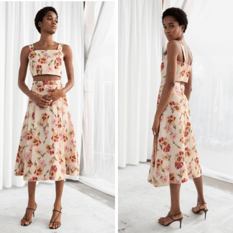 tenue-ensemble-jupe-crop-top--invitée-mariage-and-other-stories