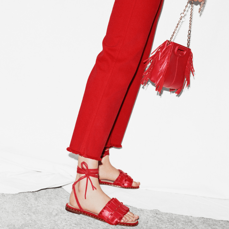 sandales-ete-chaussures-plate-lien-maje-rouge